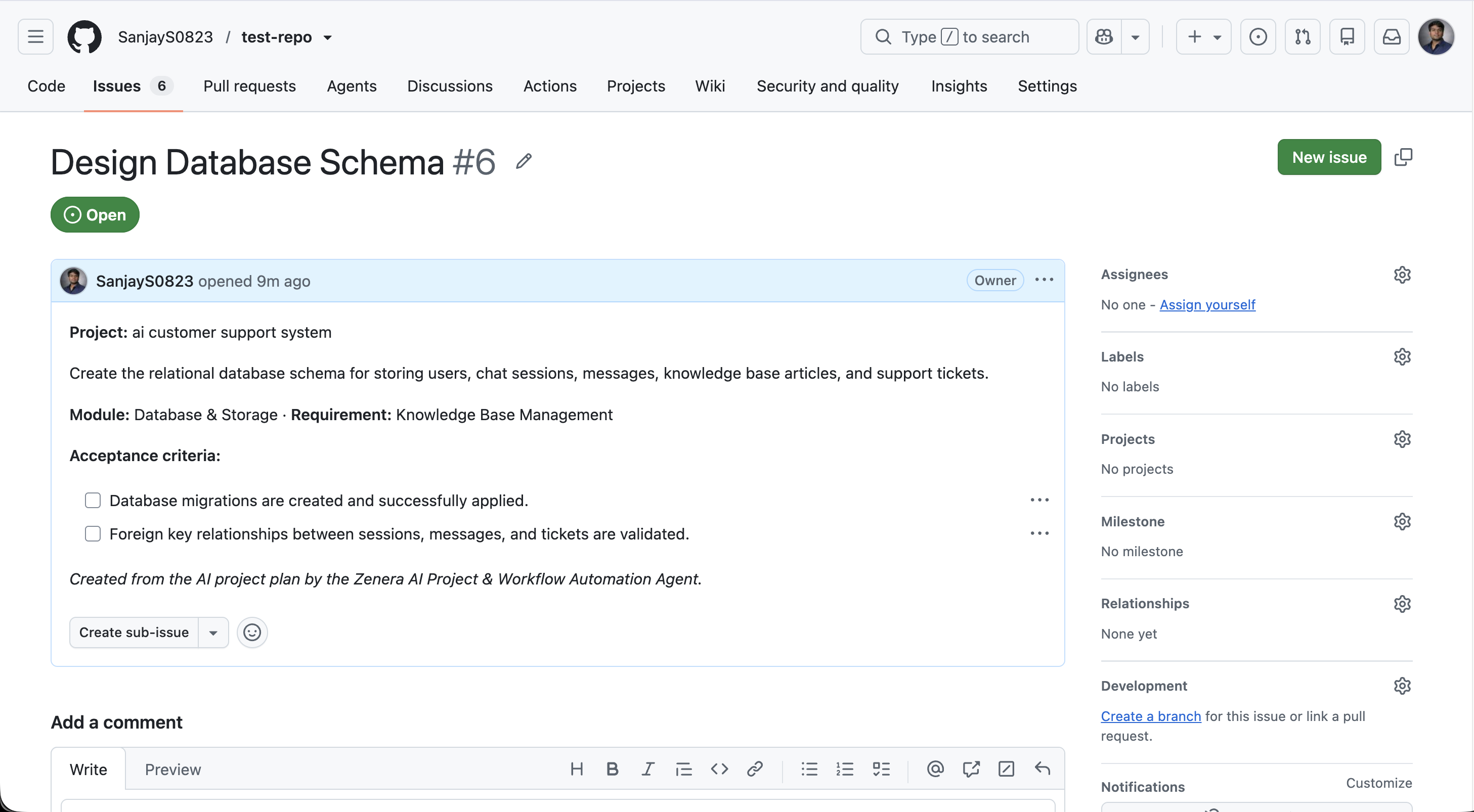 GitHub issue created from a reviewed task